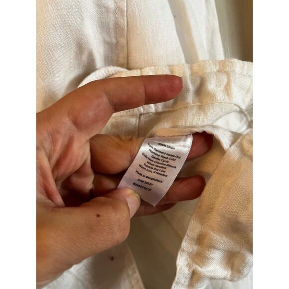 Talbots Women’s 100% Linen Shacket Long Sleeve Button Up Jacket Shirt White L - Picture 6 of 6